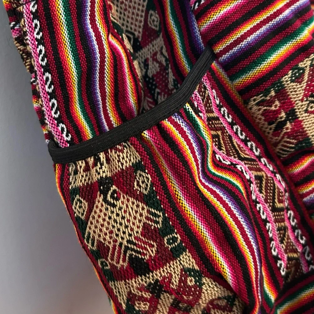 Peruvian‎ Cusco Backpack Tiara Woven Andean Llama Striped Boho Travel Bag